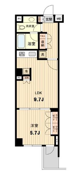 萩中イースト(1LDK/2階)の間取り写真