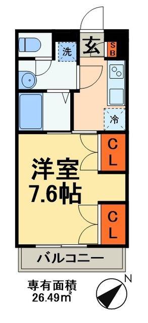 リブリ・アイリス幕張本郷(1K/2階)の間取り写真