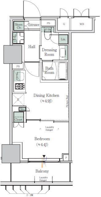 ONE ROOF RESIDENCE NISHI NIPPORI(1DK/9階)の間取り写真