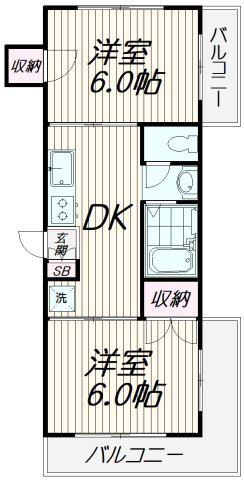 コーポ小宮山(2DK/2階)の間取り写真