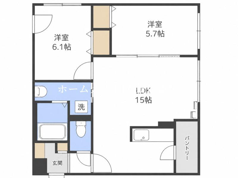 KIND HILLS HONCHO(2LDK/3階)の間取り写真