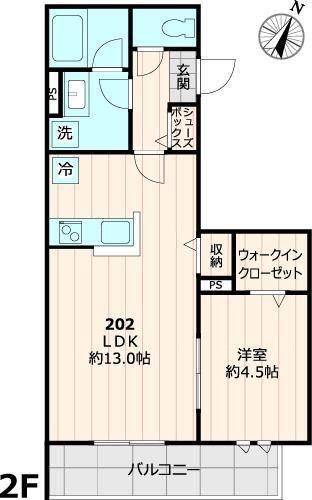 RIVERA KASAI(1LDK/2階)の間取り写真