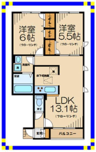 パインビレッジ(2LDK/1階)の間取り写真