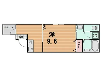 STOCK CUBE椥辻(1K/2階)の間取り写真