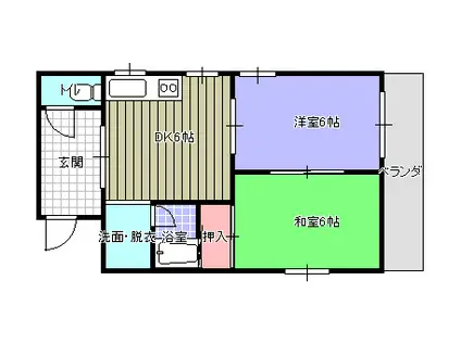平成筑豊鉄道 上金田駅 徒歩29分 2階建 築25年(2DK/2階)の間取り写真