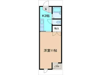 シャンパーニュ高尾台(1K/3階)の間取り写真