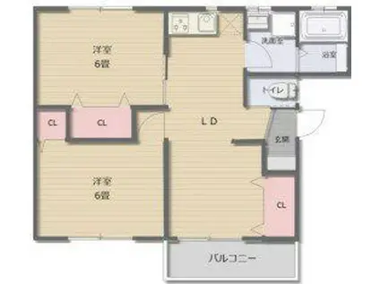 前川ハイツ(2LDK/1階)の間取り写真
