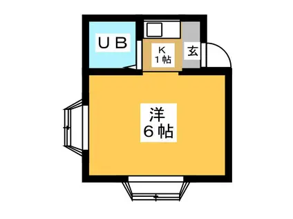 ハーベスト(ワンルーム/2階)の間取り写真