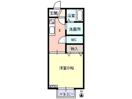 カーサ クレールA棟(1K/2階)の間取り写真