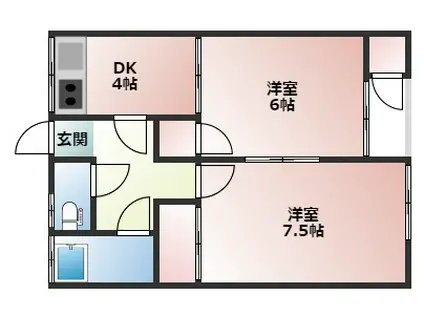 竹内アパート(2K/1階)の間取り写真