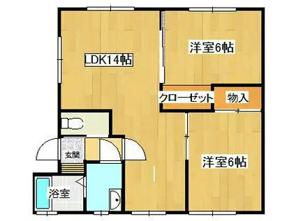 ハイツ赤坂(2LDK/2階)の間取り写真