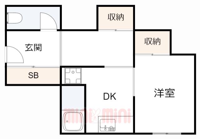 メゾン西山町(1DK/2階)の間取り写真