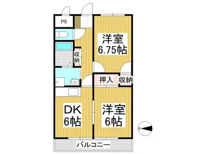コーポ中央(2DK/2階)の間取り写真