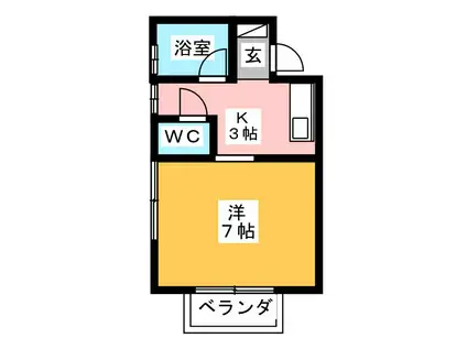 コーポさわやかII(1K/1階)の間取り写真