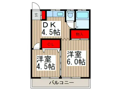第二清美荘(2DK/2階)の間取り写真