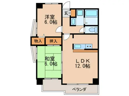 ベルドミール葵22(2LDK/1階)の間取り写真