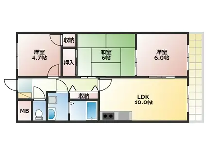 サンフラワー貴崎(3LDK/4階)の間取り写真