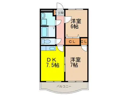 カルディア近藤(2DK/1階)の間取り写真