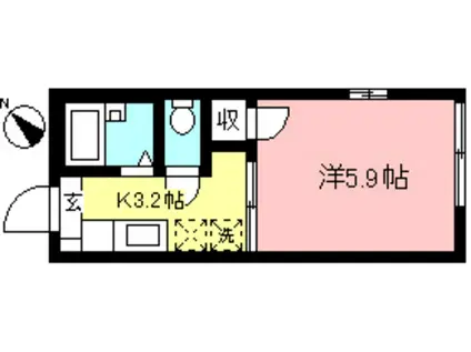 ドルミ桜A棟(1K/1階)の間取り写真