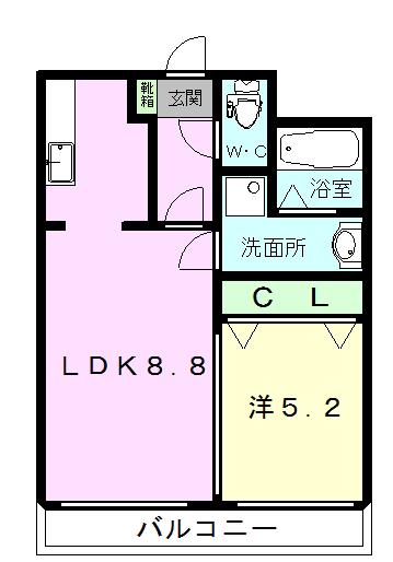 杉水マンションII(1LDK/3階)の間取り写真