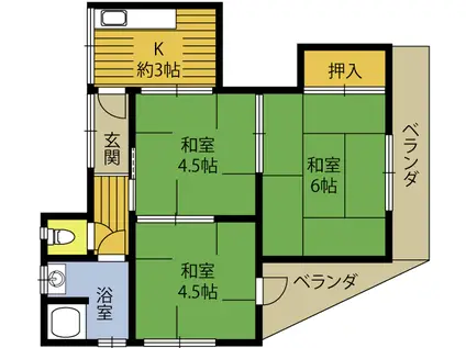 生野アパートI(3K/2階)の間取り写真