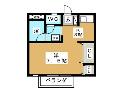 COMFORT FUJI(ワンルーム/2階)の間取り写真