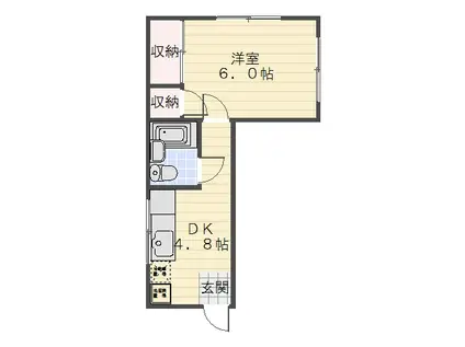 ハイムカリンI(1DK/3階)の間取り写真