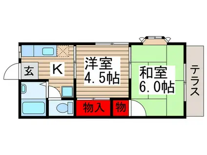 ファミーユ今井(2K/1階)の間取り写真