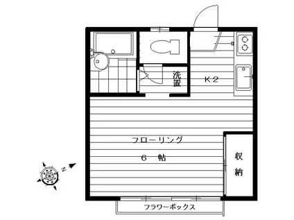 まるいわパレス世田谷Ⅷ(ワンルーム/2階)の間取り写真