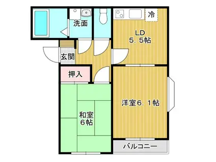 第7メゾンアカマ(2DK/2階)の間取り写真
