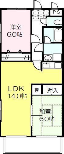 フィオーレ田中III(2LDK/2階)の間取り写真