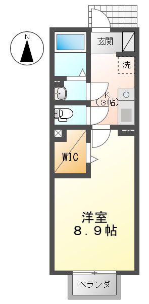 パレスルピナスA(1K/1階)の間取り写真