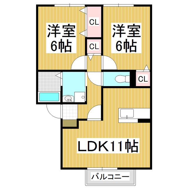 ビラ豆田(2LDK/2階)の間取り写真
