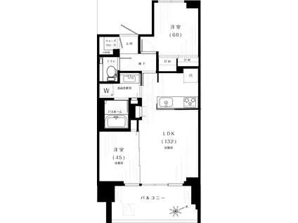 プラウド二子玉川(2LDK/2階)の間取り写真