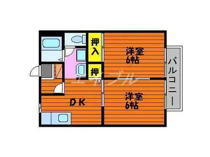 ブロードビューII(2DK/1階)の間取り写真