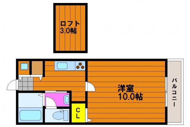 フラッツァ水江B棟(1K/2階)の間取り写真