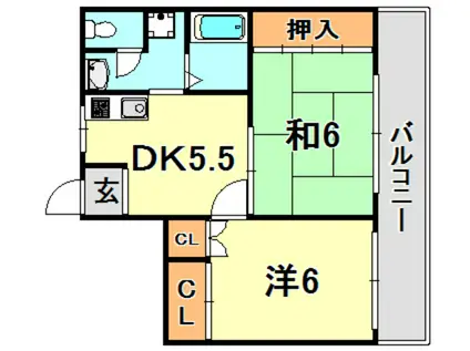 神和マンション(2DK/2階)の間取り写真