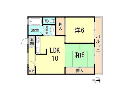 西明石サンマンション(2LDK/3階)の間取り写真