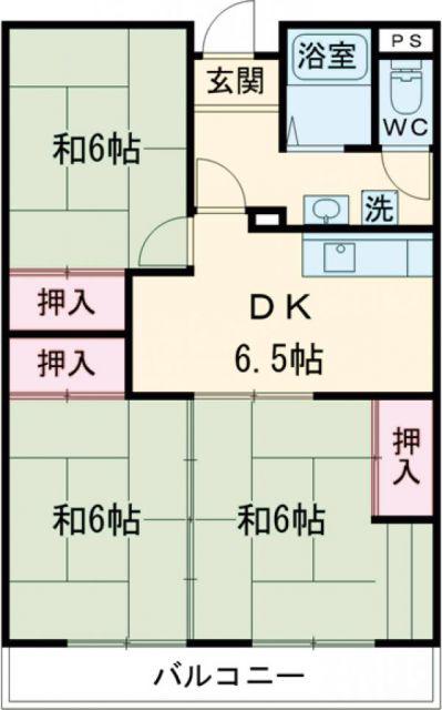 ハイツNAKAYA(3DK/3階)の間取り写真