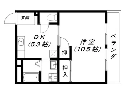 ヌーベルハウスI(1DK/2階)の間取り写真