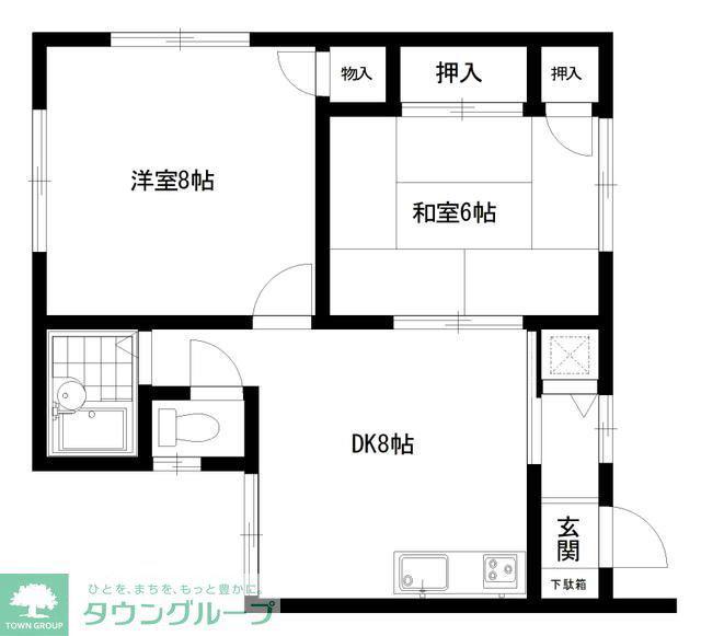 コンフォート三反田(2DK/1階)の間取り写真