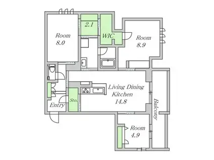 シャーメゾン ケー(3SLDK/2階)の間取り写真