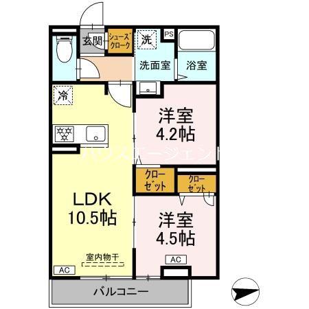 グラナーデ中葛西II(2LDK/3階)の間取り写真