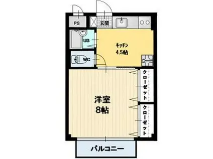 サウスERN CROSS谷地(1K/2階)の間取り写真
