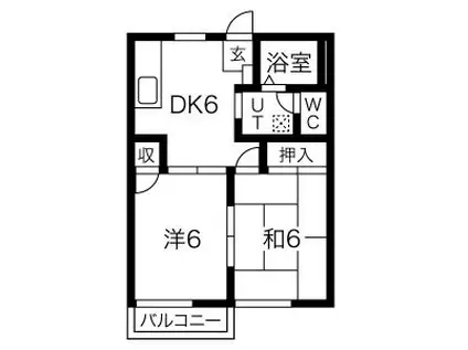 ドミール八代(2DK/2階)の間取り写真