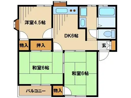 ハイツ望月(3DK/1階)の間取り写真