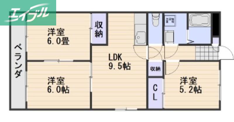 ロンディーネ福田(3LDK/1階)の間取り写真