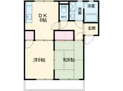 サンコートB(2DK/1階)の間取り写真