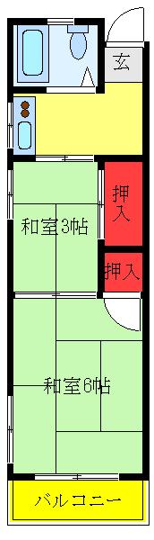 永山コーポ(2K/2階)の間取り写真