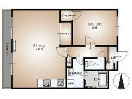 CELESTIAL NIHAMA(1LDK/5階)の間取り写真